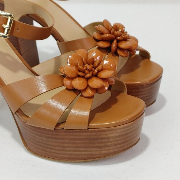Michael Kors Dalia Platform Dress Leather Sandal Acorn Women's Size 9.5 NWOB - Picture 5 of 12